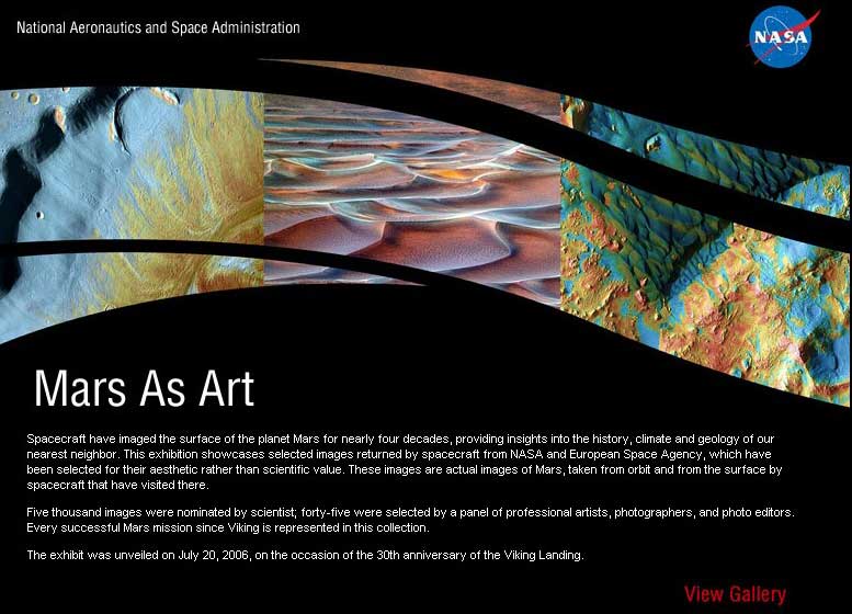NASA Mars As Art Gallery Index