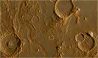 Mars Water Valley Amidst Craters